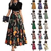 Wedding Guest Dresses for Women Summer Short Sleeve Floral Long Dress Elegant Party Cocktail A Line Flowy Maxi Dress