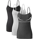Orrpally Women Cotton Camisole Shelf Bra Cami Tank Tops Adjustable Spaghetti Strap Tank Top 3-Pack