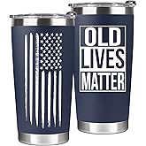 VIWIS 30th, 40th, 50th and 60th Birthday Gifts for Men, Dad from Son, Daughter, Wife - Gag Gifts For Men, Grandpa - Cool Old Man Gift, Old Lives Matter Tumbler 20oz - Funny Christmas Gifts