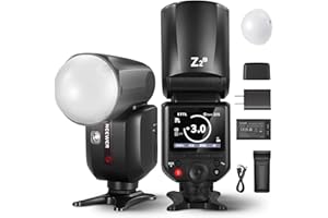 NEEWER Z2-C 2.4G TTL Round Head Flash Speedlite for Canon, 76Ws Speedlight with Dome Diffuser, Upgraded UI, TTL/M TCM Toggle 