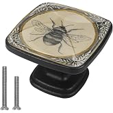 FangJianBei 4 Pcs Square Cabinet Handle Cupboard Knob Drawer Pulls Handle Bee Drawer Knobs with Screws Furniture Decoration