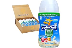 Kids Protein Shake for PediaSure Grow & Gain with Fiber Nutritional Shake, Chocolate, Vanila or Strawberry 7.4-fl-oz Bottle (Pack of 6) Every Order is Elegantly Packaged in a Signature BETRULIGHT Branded Box! (Vanilla)