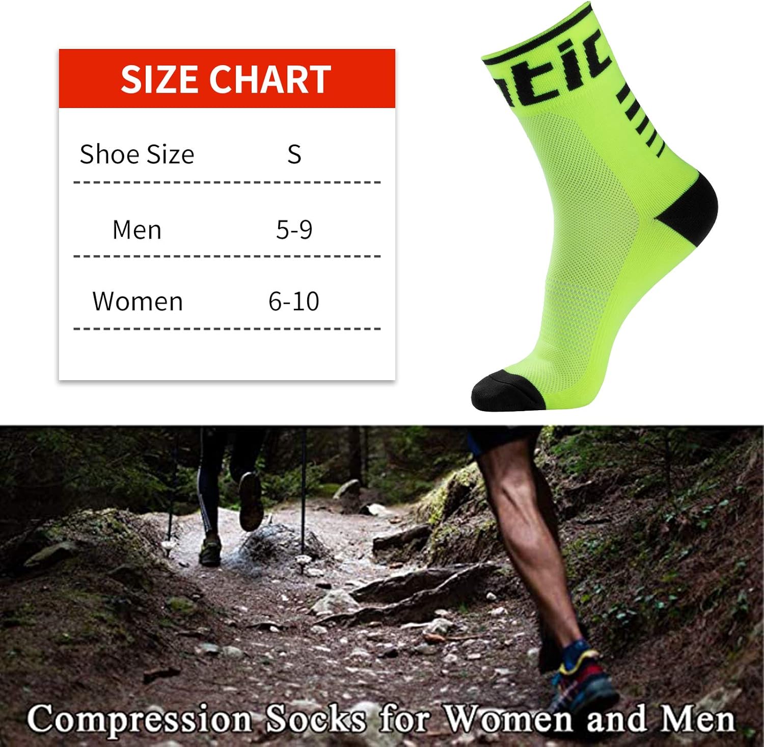 Cycling Socks, Running Socks for Men Women, Performance Crew Socks: Clothing
