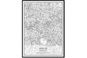 TANOKCRS Berlin Germany Map Wall Art Canvas Print Poster Artwork Unframed Modern Black and White Map Souvenir Gift Home Decor 9x11 Inches