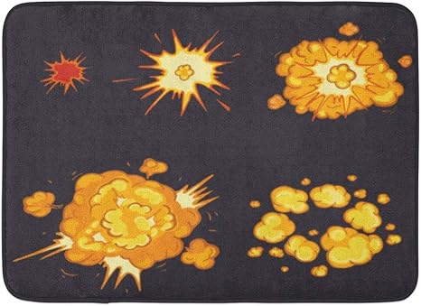 Amazon バスマットコミック爆弾ブーム漫画爆発アニメーションフレームゲームスプライトシートにダークブラスト煙浴室の装飾敷物 浴室足ふきマット ホーム キッチン オンライン通販