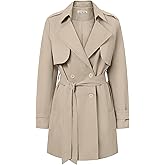 luvamia Trench Coat Women Mid Length Classic Double Breasted Lapel Business Casual Fall Jacket Coats Outerwear with Belt