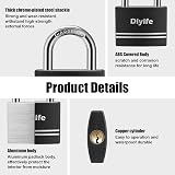 Diyife 40mm Small Aluminum Padlock with 2 Keys – Weatherproof Outdoor Lock view 3