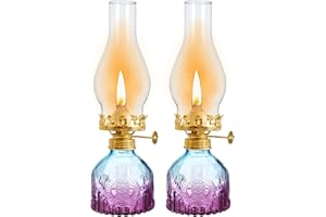SYOENK 2 Pcs Oil Lamps for Indoor Use Vintage Hurricane Lamp Emergency Glass Oil Lamp Large Purple Kerosene Lantern Classic Decorative Indoor Oil Lamp for Home Tabletop Emergency Lighting