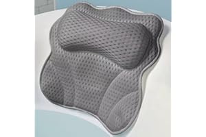Bath Pillow Luxury Bath Tub Pillow for Bathtub, Comfortable Bathtub Pillow Headrest with Soft 4D Mesh Fabric and Non-Slip Suc