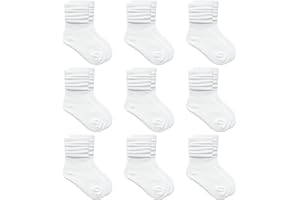 MINI PANDA Toddler Socks - Long Crew Socks for Girls 4-8 Years, 9 Pairs