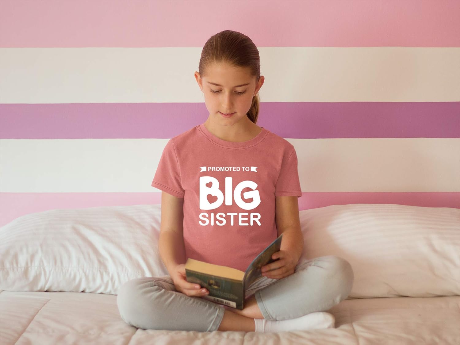 Promoted to Big Sister Shirt for Little Girls Toddler Baby Announcement Outfits: Clothing