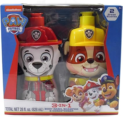 Amazon Com Nickelodeon Paw Patrol 3 En 1 Para Lavar El Cuerpo Champu Y Acondicionador Juego De Regalo 2 Piezas 28 Onzas Health Personal Care