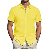 J.VER Men's Short Sleeve Dress Shirts Stretch Stain Shield Casual Button Down Shirts Solid Formal Shirt