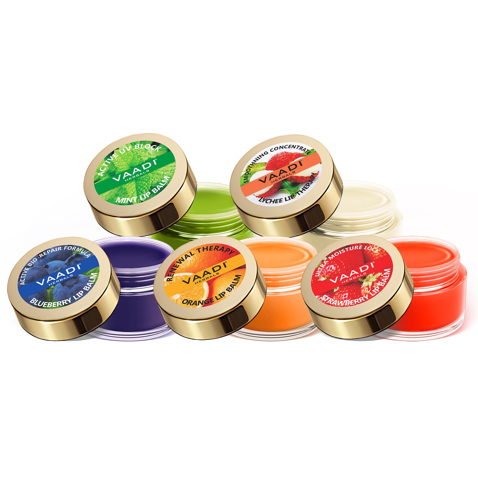Vaadi Herbals Organic Lip Balm - Assorted Pack Of 5 Lip Balm Sets - Lip Treatment Paraben Free - Sulfate Free 5 X 10 Gms
