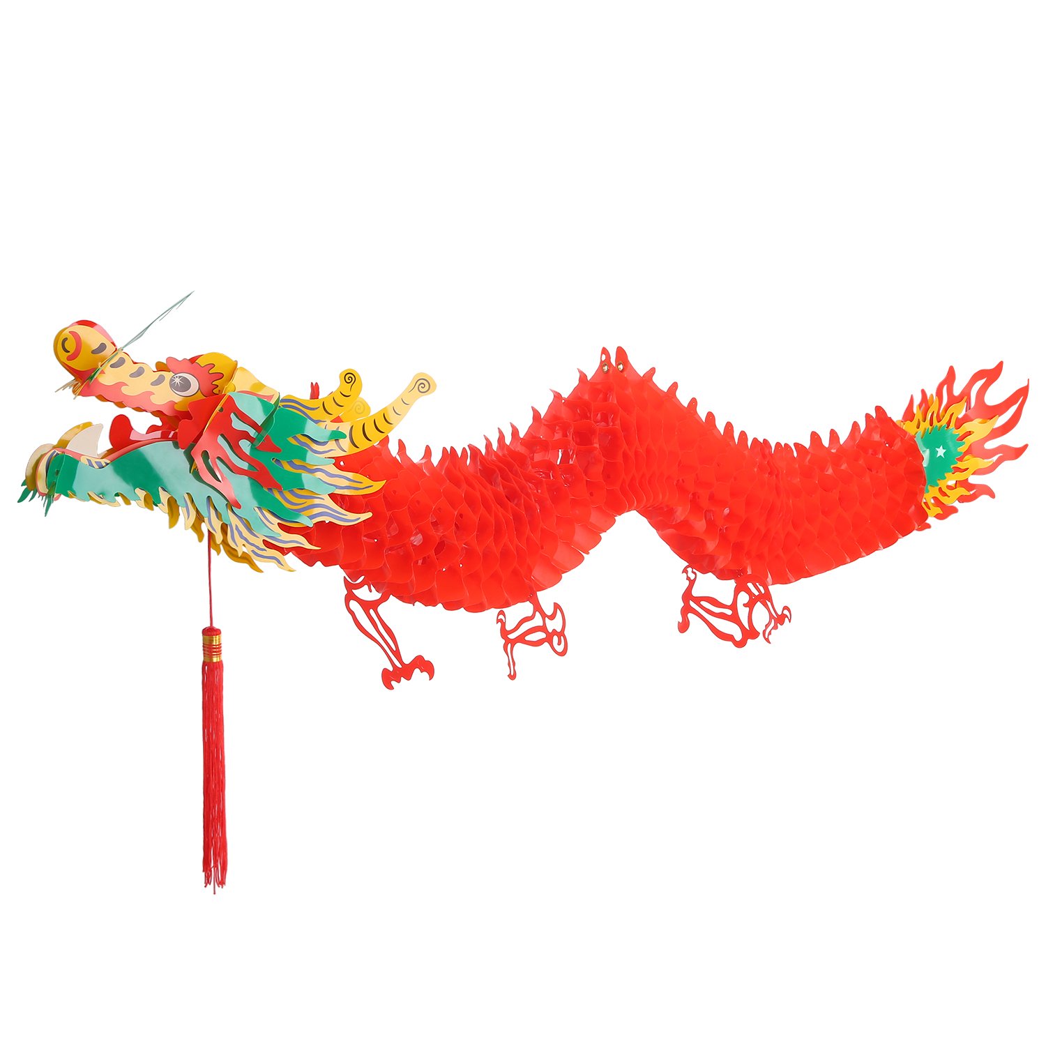 Bememo 3D Chinese New Year Dragon Garland Hanging Decoration (4.92 Feet
