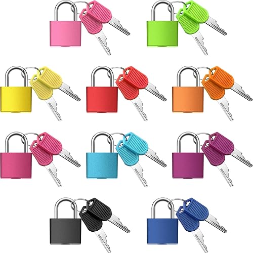 10 Pieces Mini Padlock Suitcase Locks Keys Multicolor Keyed  Padlock Metal Small Luggage Lock Keyed Padlocks for Gym Locker, Backpack,  Box
