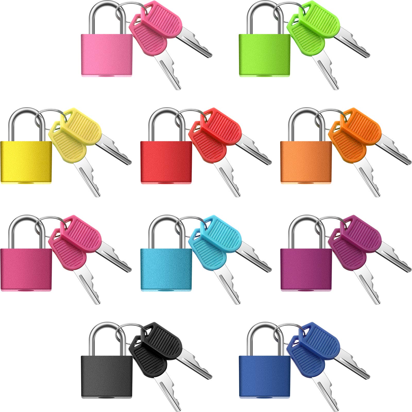 Photo 1 of 10 Pieces Mini Padlock Suitcase Locks 1.25''with Keys Multicolor Keyed Padlock Metal Small Luggage Lock Keyed Padlocks for Gym Locker, Backpack, Box Laptop Bag (Multicolor)