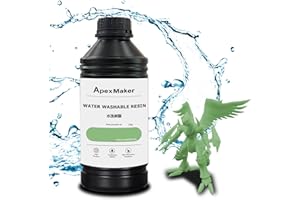 ApexMaker Water Washable Resin 1000g, High Precision, Low Odor, Quick Curing Photopolymer Resin, 395-405nm UV Curing 3D Printing Liquid Photopolymer Resin for LCD DLP SLA 3D Printers