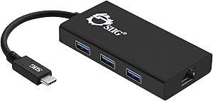 SIIG USB C to USB 3.0 and Gigabit Ethernet LAN Hub Adapter for Type C Available Notebooks and PCs - Thunderbolt 3 Compatible - 10Mpbs, 100Mbs, 1000Mbs, for MacBook Pro, MacBook, Pixel, Galaxy Book