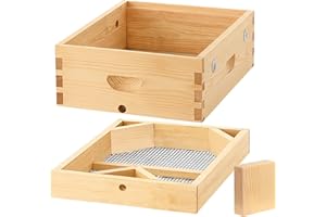 Cinnvoice 10 Frame Beehive Candy Board and Bee Hive Quilt Box in 100% Beeswax Moisture Quilt Box Assembled Candy Board Feeder Winter Beekeeping Equipment Winter Cover Well Overwintering Colonies