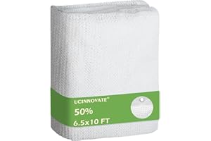 UCINNOVATE 50% White Shade Cloth, 6.5x10 ft Garden Sun Shade Mesh Tarp with Grommets, UV Resistant Sunblock Netting for Green