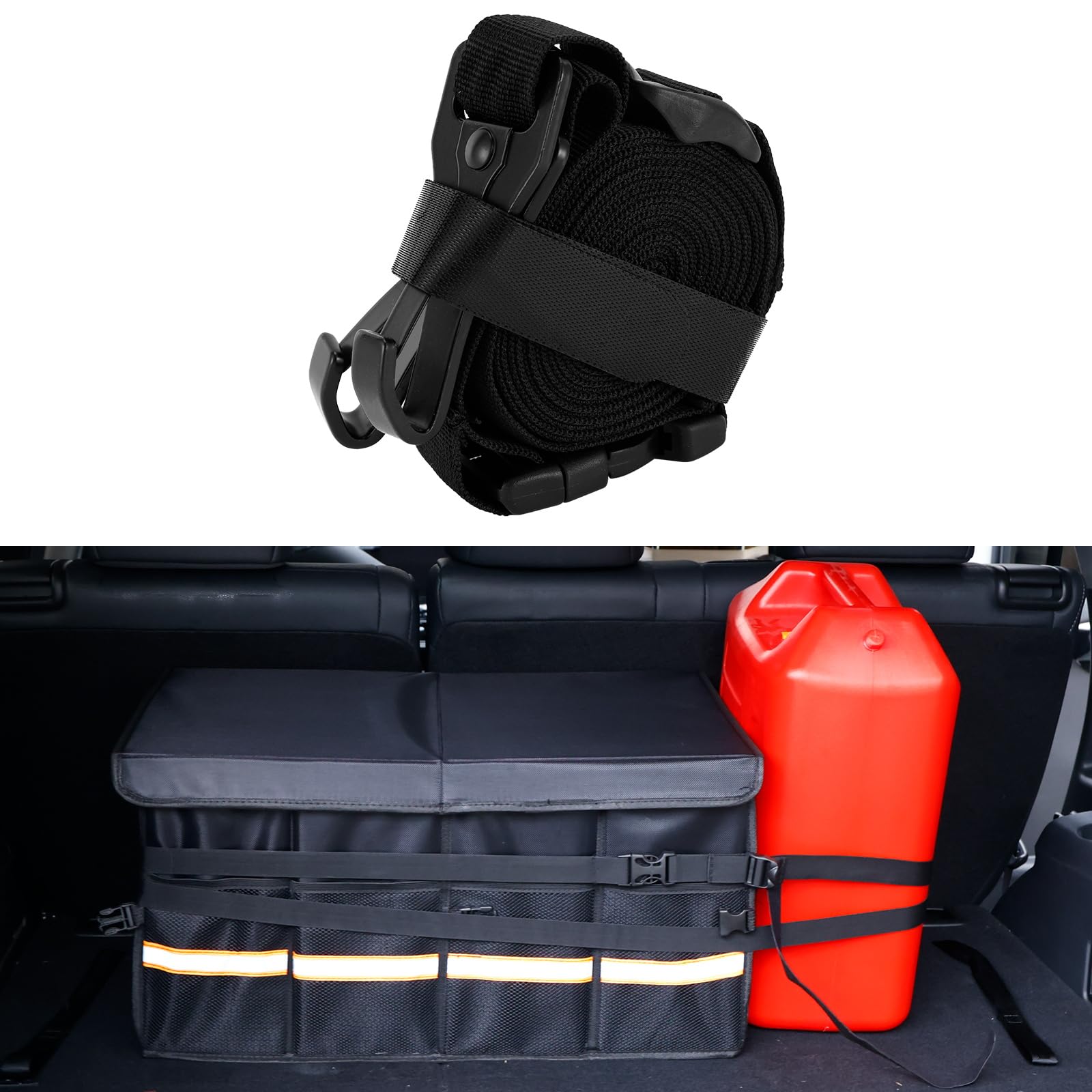 Photo 1 of ECOSHIRE SUV Trunk Organizer Straps Adjustable for Snug Fit, Car Storage Organizer Straps with Easy Release Buckle, Cargo Storage Strap for SUV, All Purpose Car Accessories Cord Organizer Storage
