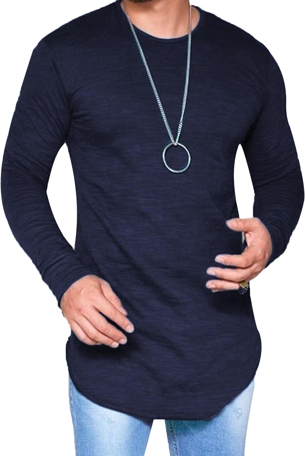 JOKHOO Mens Long Sleeve Hipster Hip Hop Basic Henley T Shirt for Men
