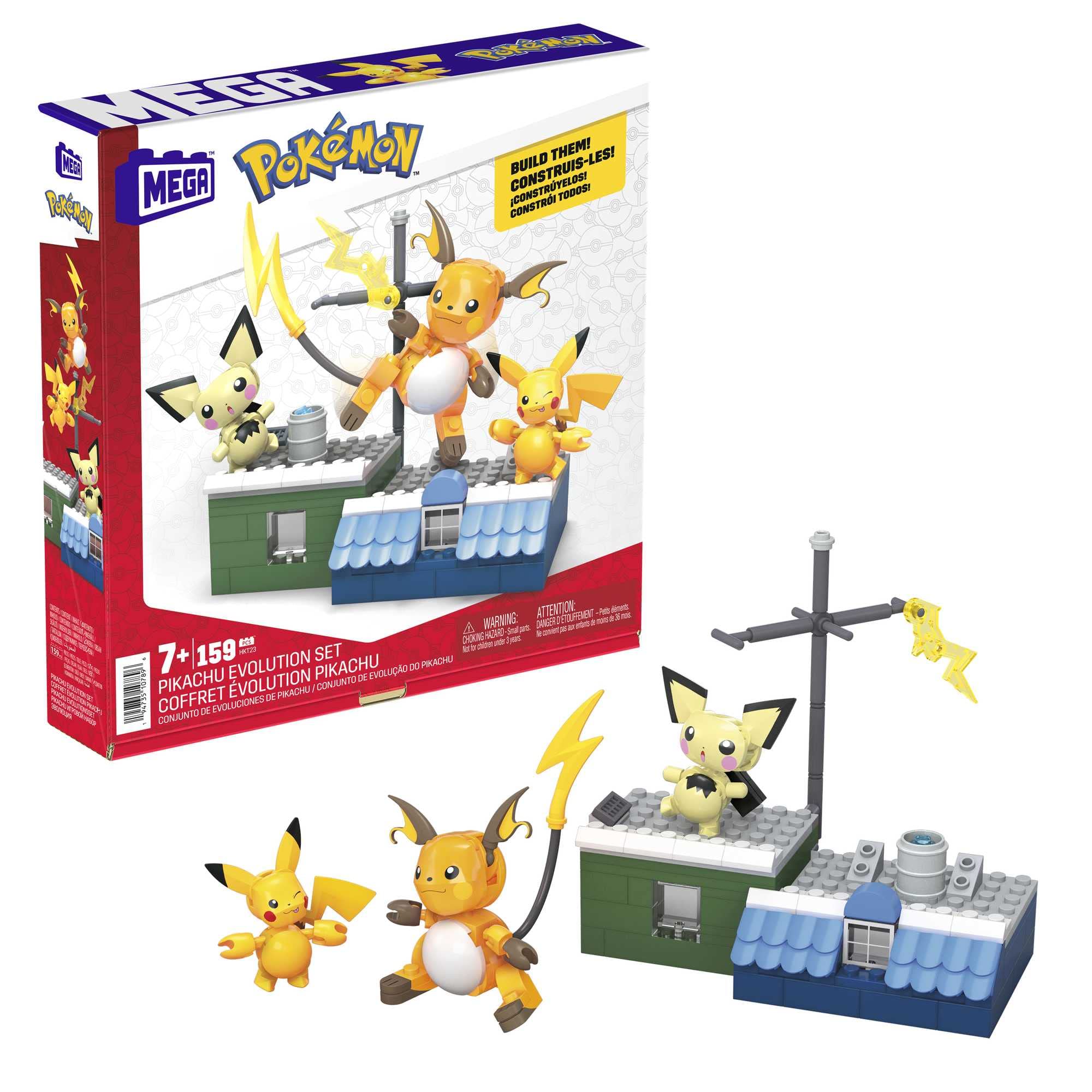 Photo 1 of MEGA Pokémon Pikachu Evolution Set With Posable Figures Building Set For Kids (160 Pcs)