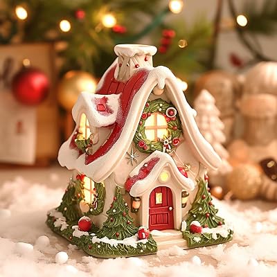 Pipihome Log Cabin Incense Burner - Gingerbread House Holiday Decor