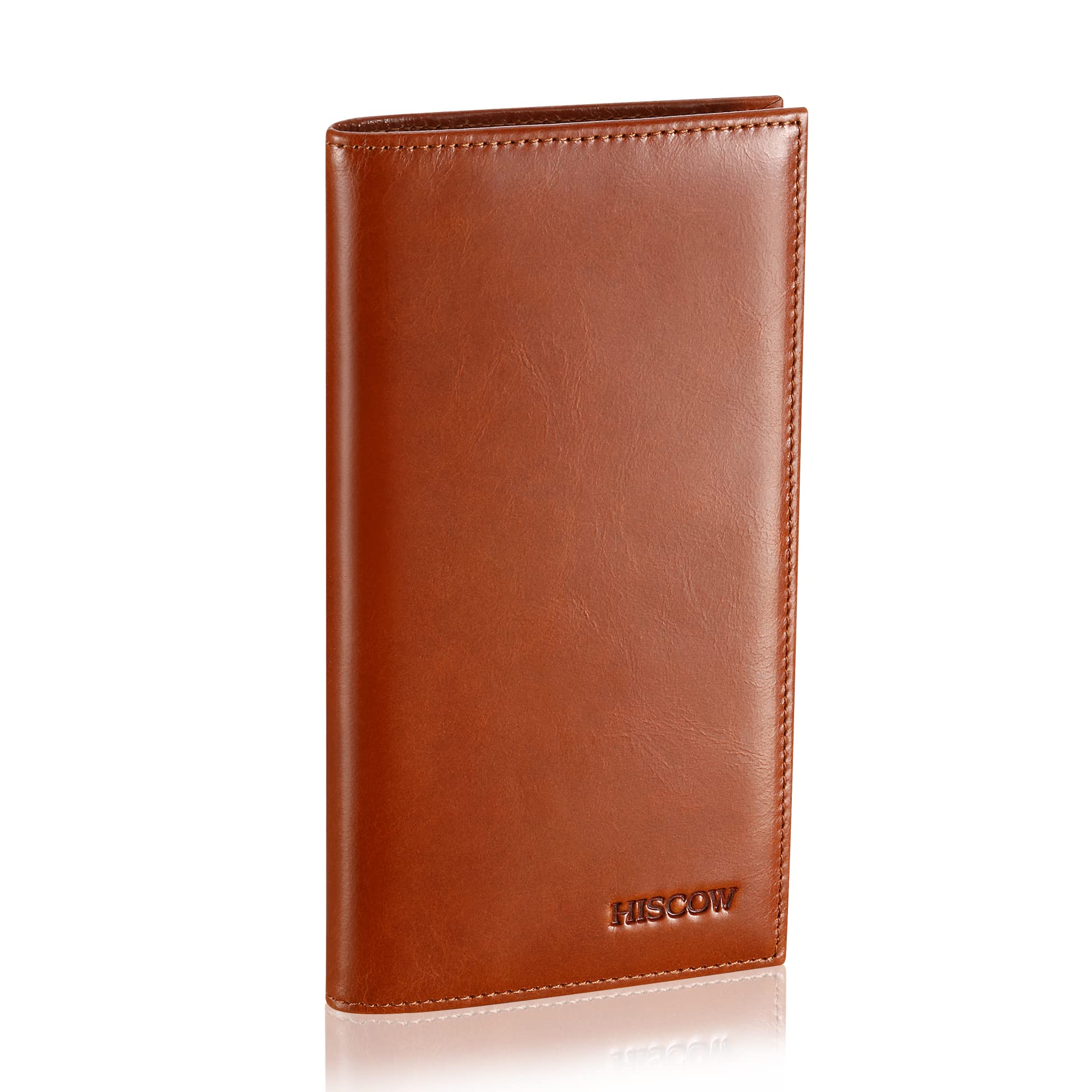 HISCOW Minimalist Checkbook Cover Italian Leather (Brown Vegetable Tanned Leather)