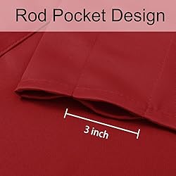 DWCN Red Blackout Valance for Windows Rod Pocket