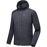 Little Donkey Andy Men's Insulated Hiking Jacket, Hooded Thermal Running Hybrid Jacket