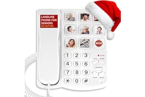 Uvital Big Button Phone for Seniors, Corded Landline Phone with 9 One-Touch Dialing Big Buttons, Hands-Free Calling, Loud Ringer, Easy to Use for Visually Impaired Telephone for Seniors