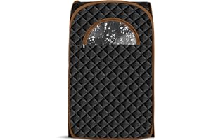 KASUE Sauna Box, Portable Steam Saunas for Home with Steamer, Folding Chair, Multiple Layered Full Body Sauna Tent for Spa, Indoor, Outdoor, Gym (Black Orange)