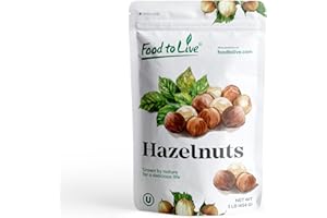 Food to Live - Raw Hazelnuts, 1 Pound Filberts, Whole Nuts, No Shell, Unsalted, Kosher, Vegan, Bulk. Wholesome Snack. Rich in Vitamin E. Great for Baking, Trail Mixes, as a Topping.