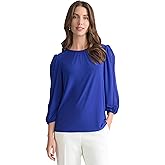 Kasper Womens 3/4 Sleeve Flowy Lace Trim Top