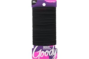 Goody Ouchless Hair Elastics, 30 Count Black, No Pull, No Breakage, Tangle-Free Hair Ties for Thick, Curly & Textured Hair, L