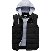 CTFASHION Men's Outdoor Winter Vest Outerwear Removable Hooded Padded Puffer Sleeveless Vest