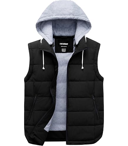 wantdo Men's Winter Vest Waterproof Warm Hooded Puffer Vest Jacket