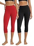 ODODOS 2-Pack High Waist Workout Capris for