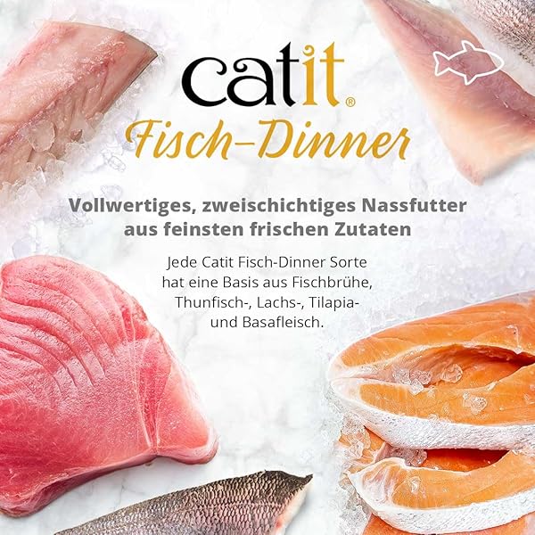 CATIT FISH DINNER WITH WHITEFISH & PUMPKIN – HYDRATING AND HEALTHY WET CAT FOOD FOR CATS OF ALL AGES