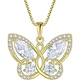 STARCHENIE Butterfly Pendant Necklace for Women 925 Sterling Silver Birthstone Butterfly Jewelry Gifts