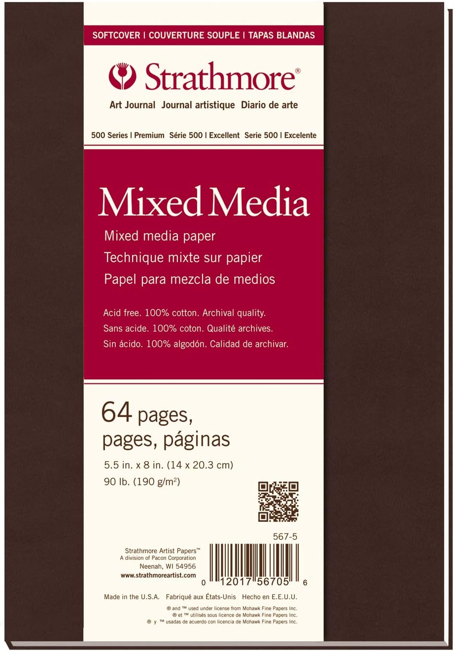 Pro-Art Strathmore Mixed Media Softcover Journal 5.5-inch x 8-inch, 32 Sheets, White, 5.5x8.5