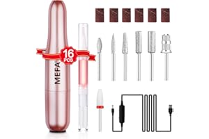 MEFA Electric Nail Drill Kit - 16 Piece Set with Nail Bits, Cuticle Oil Pen, Portable Efile Nail Drill for Home Salon - 20000RPM Manicure Pedicure Set