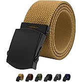 WAUNEE Canvas Web Belt - Military & Golf Belt with Black Buckle, Up to 45" Waist