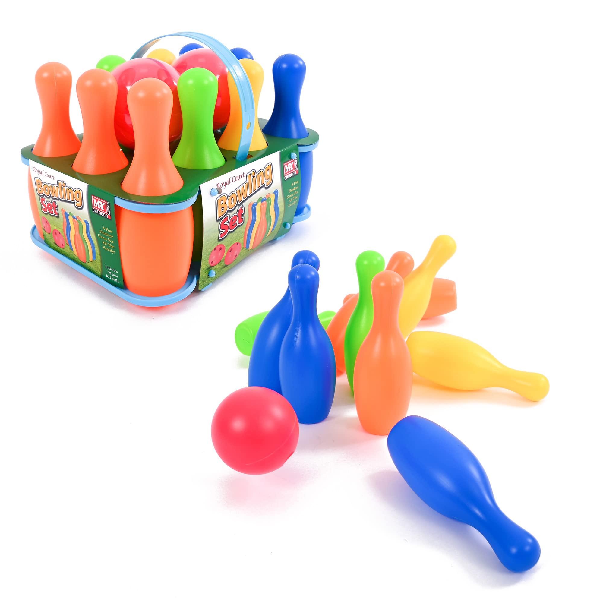 10 Piece Garden Games Bowling Set - Garden Skittles Colourful Outdoor Toys and Games