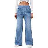 Trendy Queen Jeans for Women Wide Leg High Waisted Stretchy Straight Baggy Jeans Fashion Denim Fall Pants