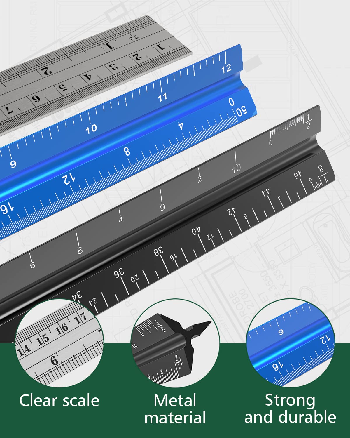 Mua Architect Scale Ruler and Engineering Scale Ruler Set with Standard ...