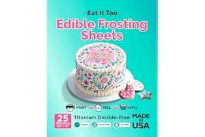 EAT IT TOO Edible Frosting Sheets Icing Paper – 8.5" x 11" – 25 Sheets – Made in USA – Easy Peel, Smooth Finish – For Cakes, Cookies & Cupcakes