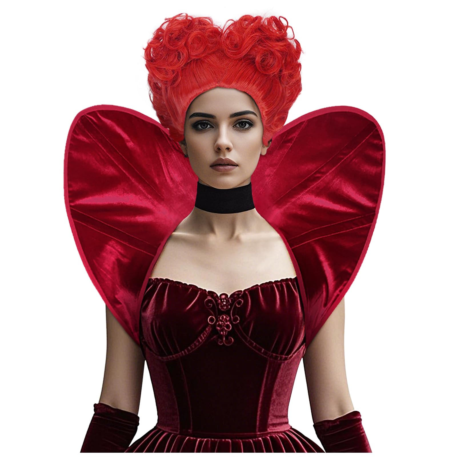 Photo 1 of L'VOW Victorian Gothic Collar with Red Heart Queen Wig Costume Set for Women Halloween Vampire Queen Cosplay